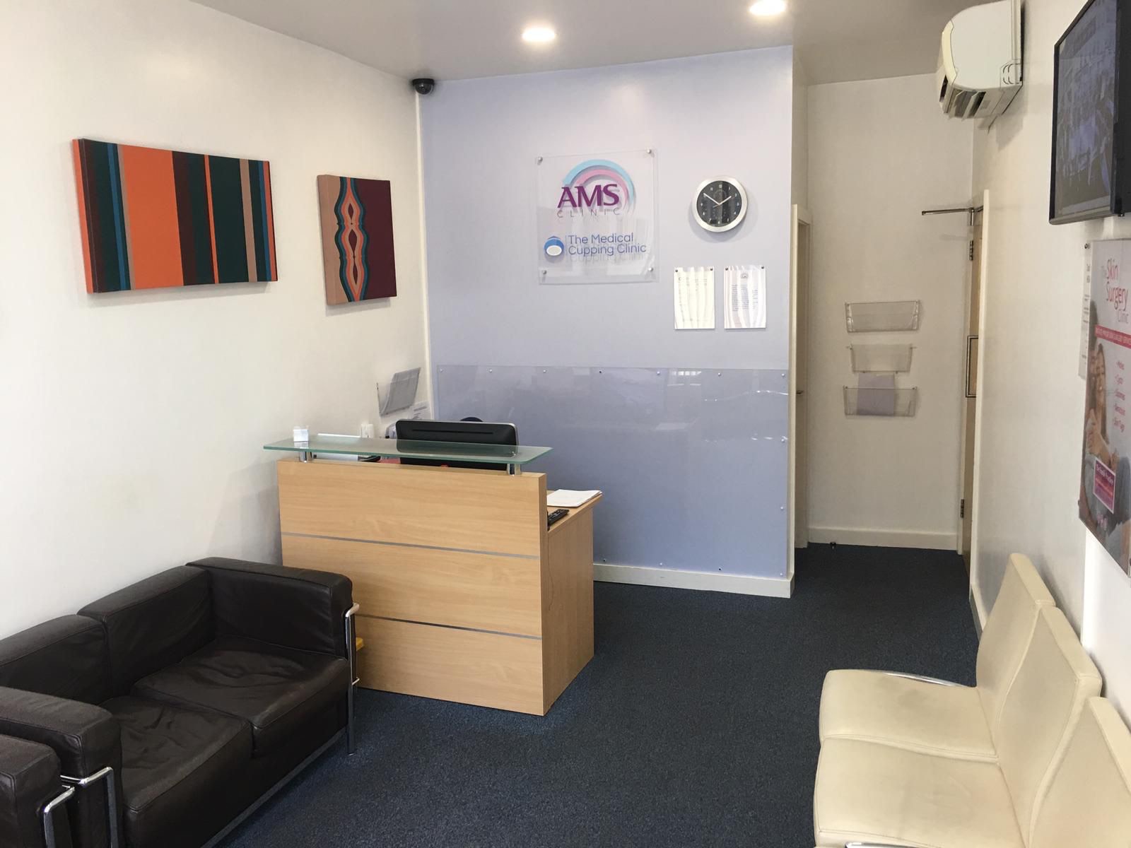 Reception desk and welcoming entrance area